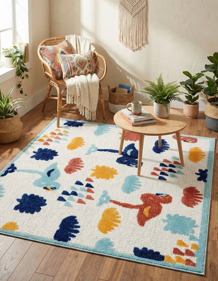 Detail image of 5' 3 x 5' 3  Washable Belize Indoor / Outdoor Square Rug