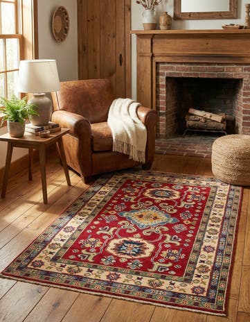 3' 5 x 4' 10 Hand Knotted Kazak Rug