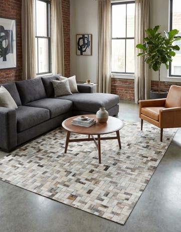 4' 7 x 6' 7 Cowhide Stocks Rug