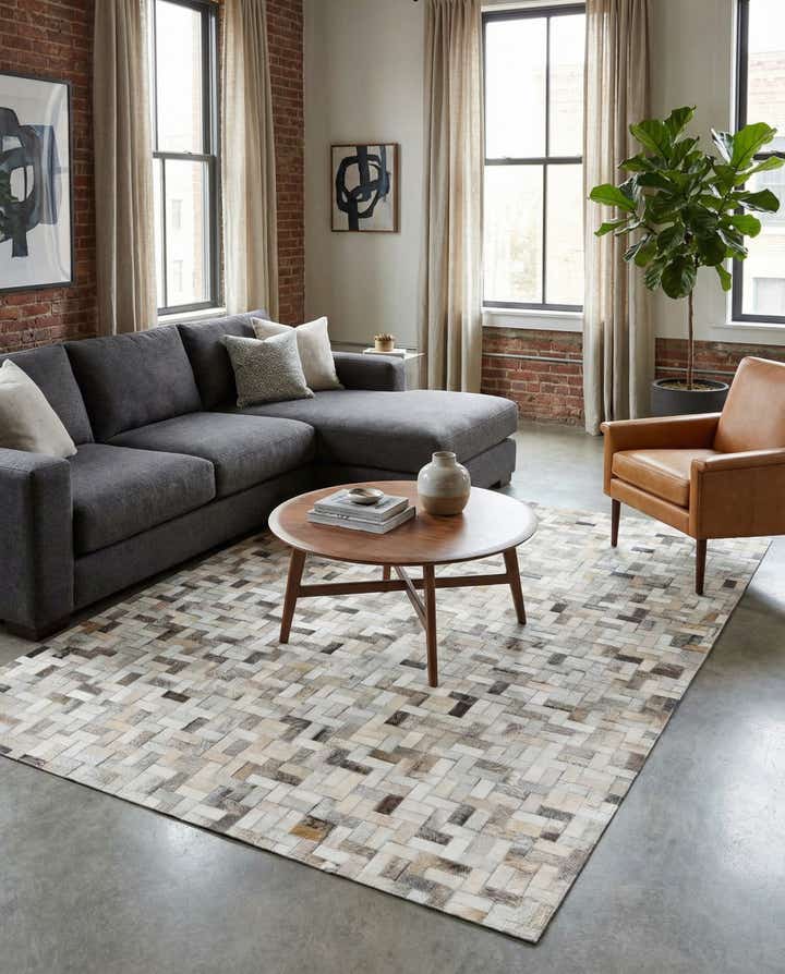 4' 7 x 6' 7 Cowhide Stocks Rug