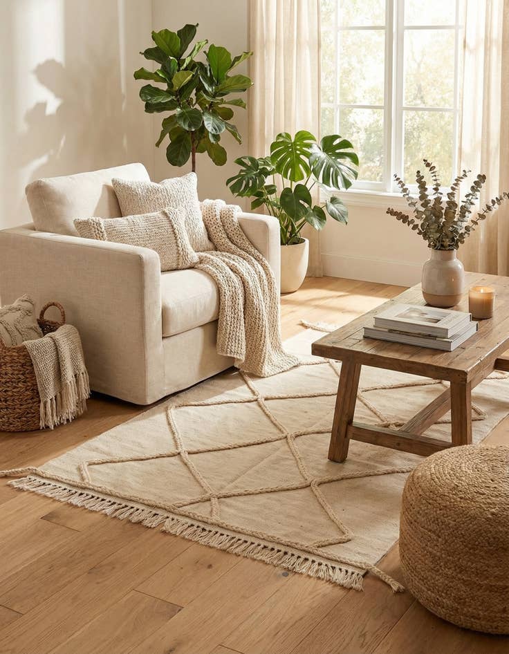 Detail image of  3' 6 x 5' 1  Hand Knotted Moroccan Wool Rug