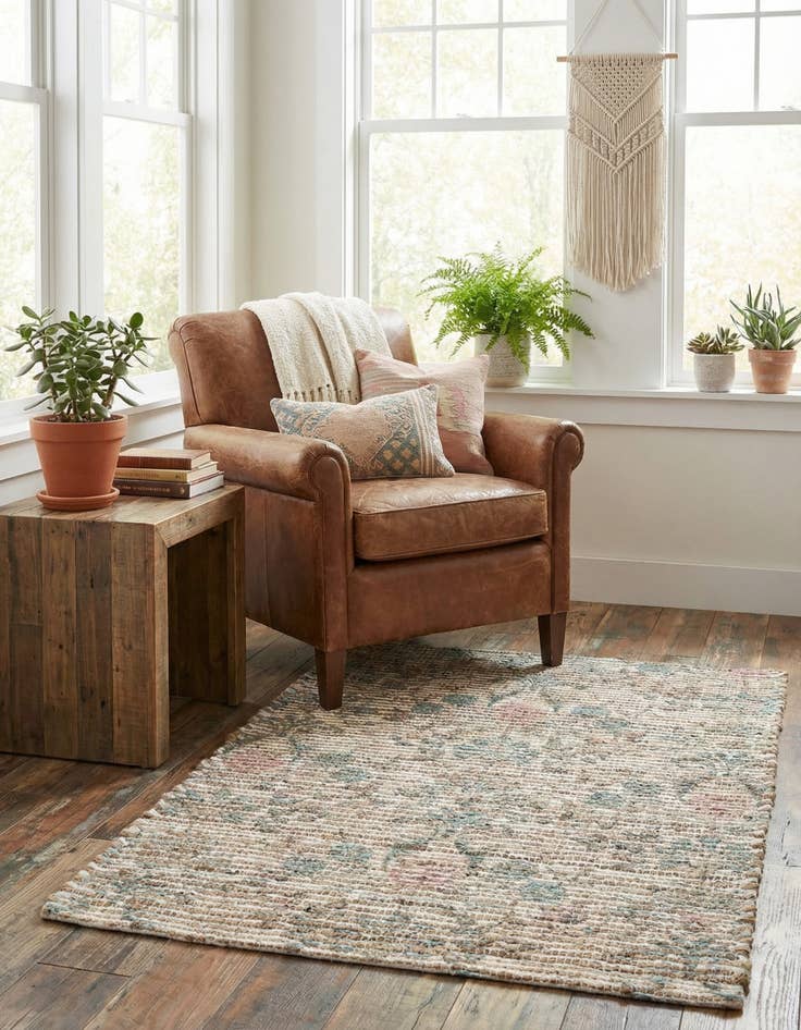 Detail image of 2' x 3' 1  Hand Woven Chenille Jute Rug