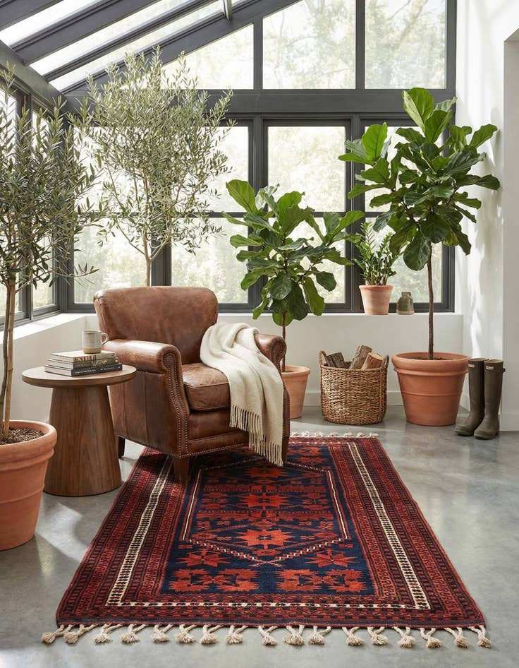 Detail image of 3' 8 x 6' 5  Hand Knotted Afghan Akhche Wool Rug