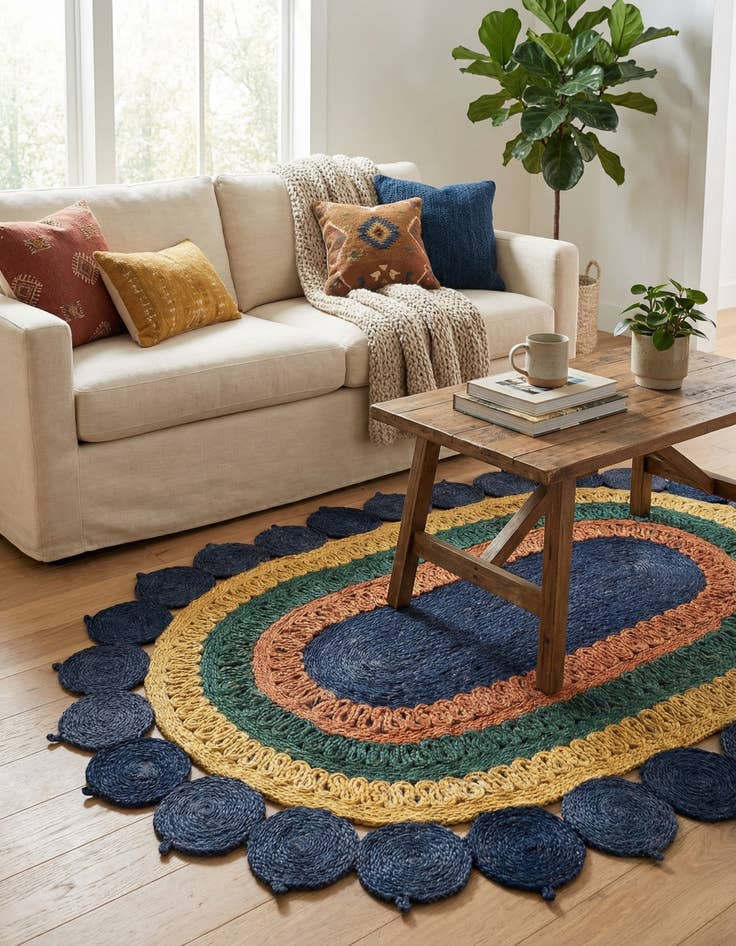 Detail image of  4' 1 x 6' 1  Hand Braided Jute Oval Rug