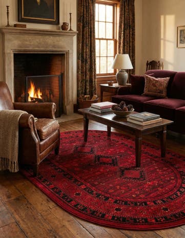 Red Bokhara Oval Rug
