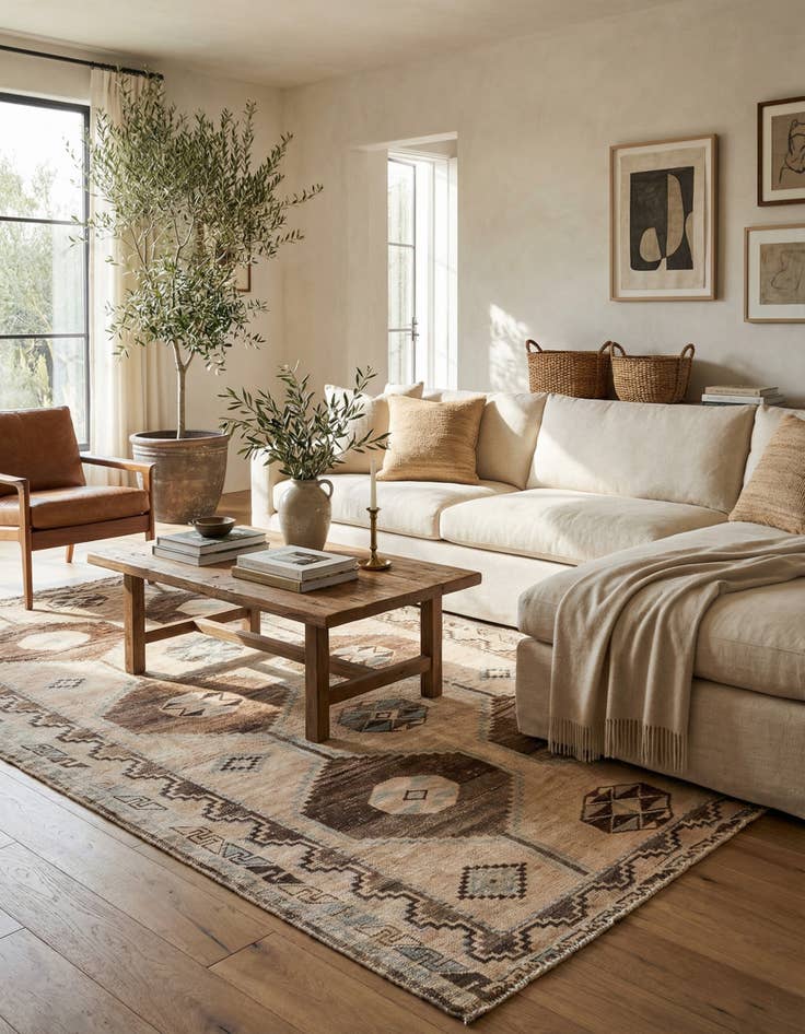 Detail image of  5' 6 x 9' 2  Hand Knotted Ultra Vintage Persian Wool Rug