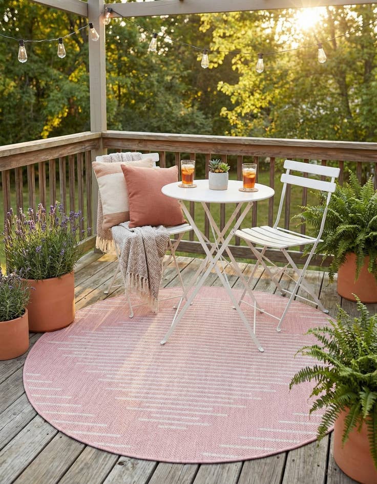 Detail image of 3' x 3'  Washable Modern Indoor / Outdoor Round Rug