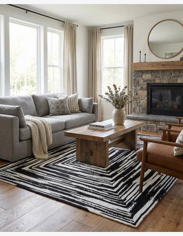 Black and White Handmade Braided Chindi Rug