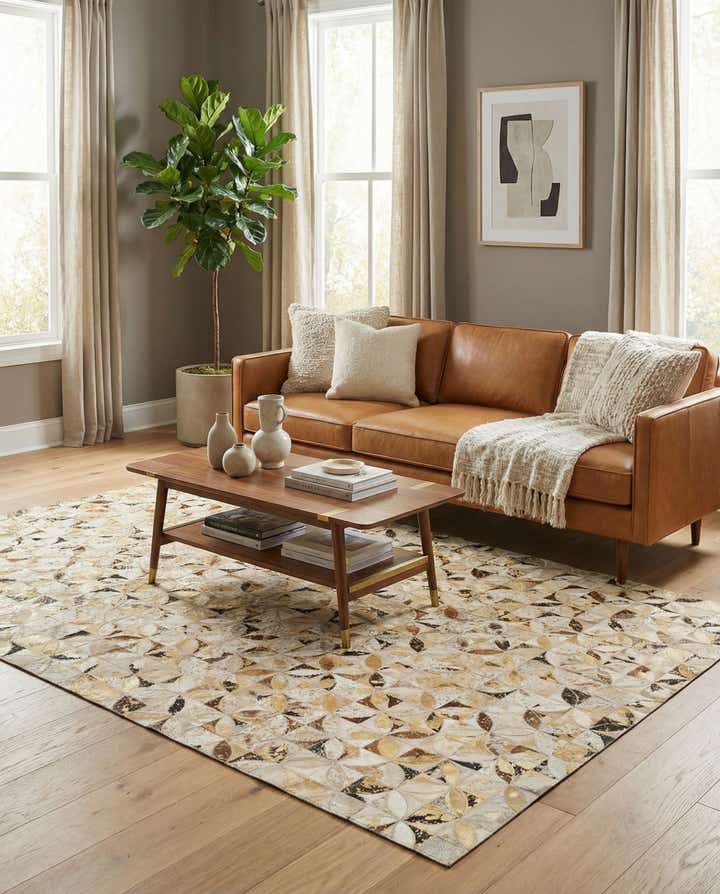 5' x 8' Cowhide Leather Rug