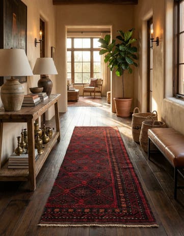 2' 9 x 9' 3 Balouch Wool Runner Rug