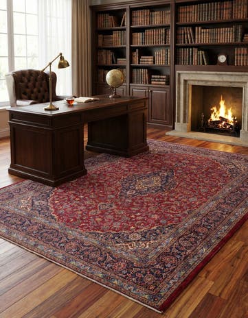 9' 6 x 13' Hand Knotted Mashad Persian Wool Rug