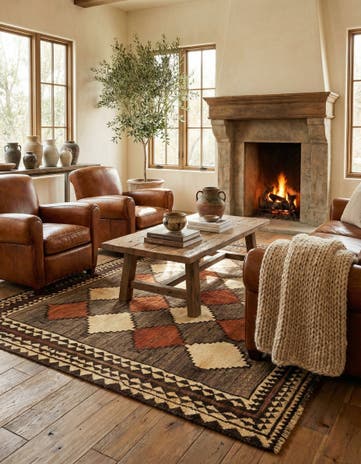 4' 6 x 7' 7 Gabbeh Wool Rug