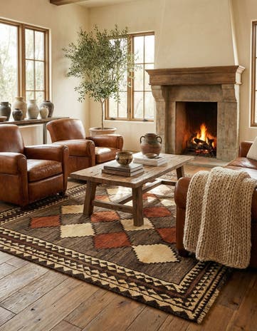 4' 6 x 7' 7 Gabbeh Wool Rug
