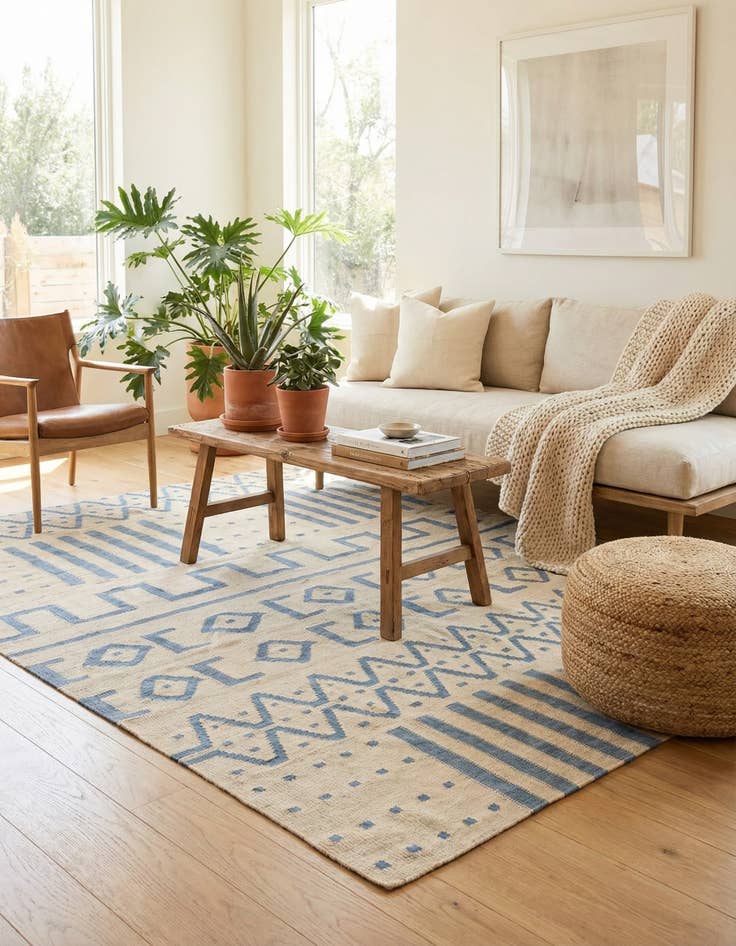 Detail image of 5' x 6' 7  Hand Woven Kilim Modern Wool Rug