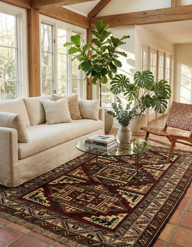 Detail image of 4' 9 x 7' 8 Hand Knotted Kars Wool Rug