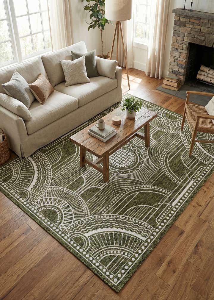 5' 3 x 7' Easy-Clean Traditional Indoor / Outdoor Rug