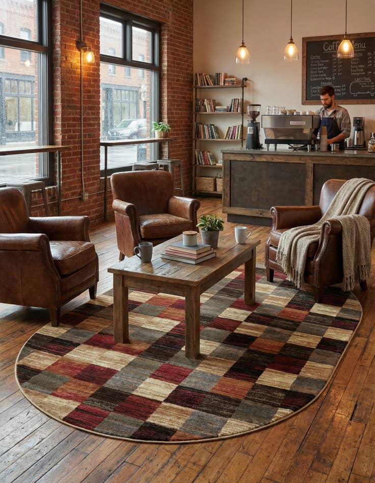 Detail image of 6' 1 x 9' Coffee Shop Oval Rug
