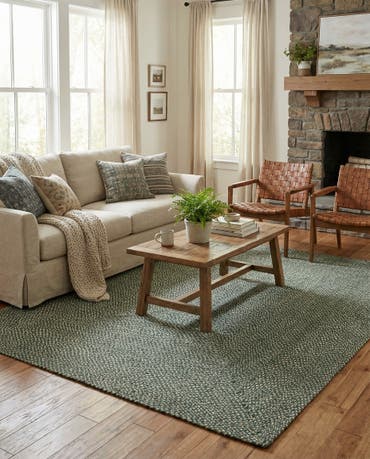  7' 10 x 10'  Hand Tweed Braided Jute Rug