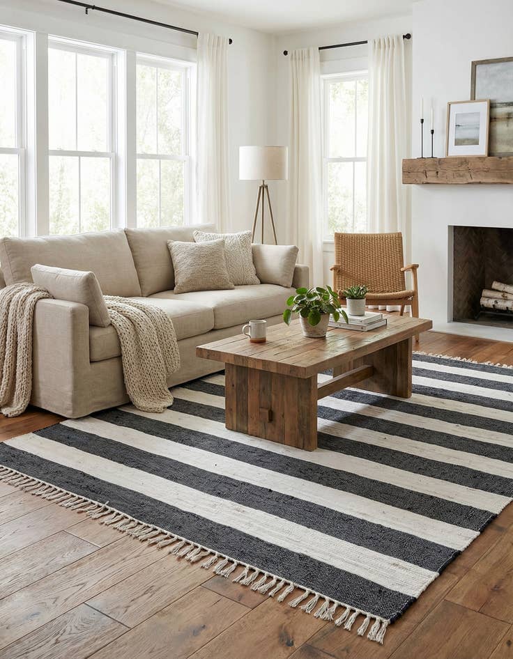 Detail image of 7' 1 x 10'  Hand Woven Chindi Rag Rug