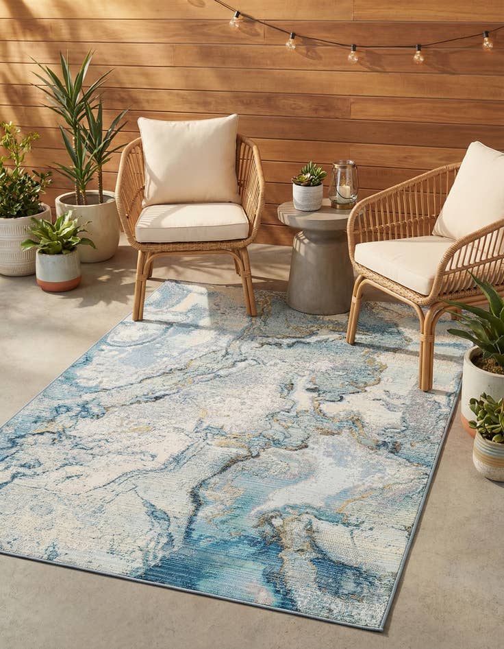 Detail image of 4' x 6'  Washable Modern Indoor / Outdoor Rug