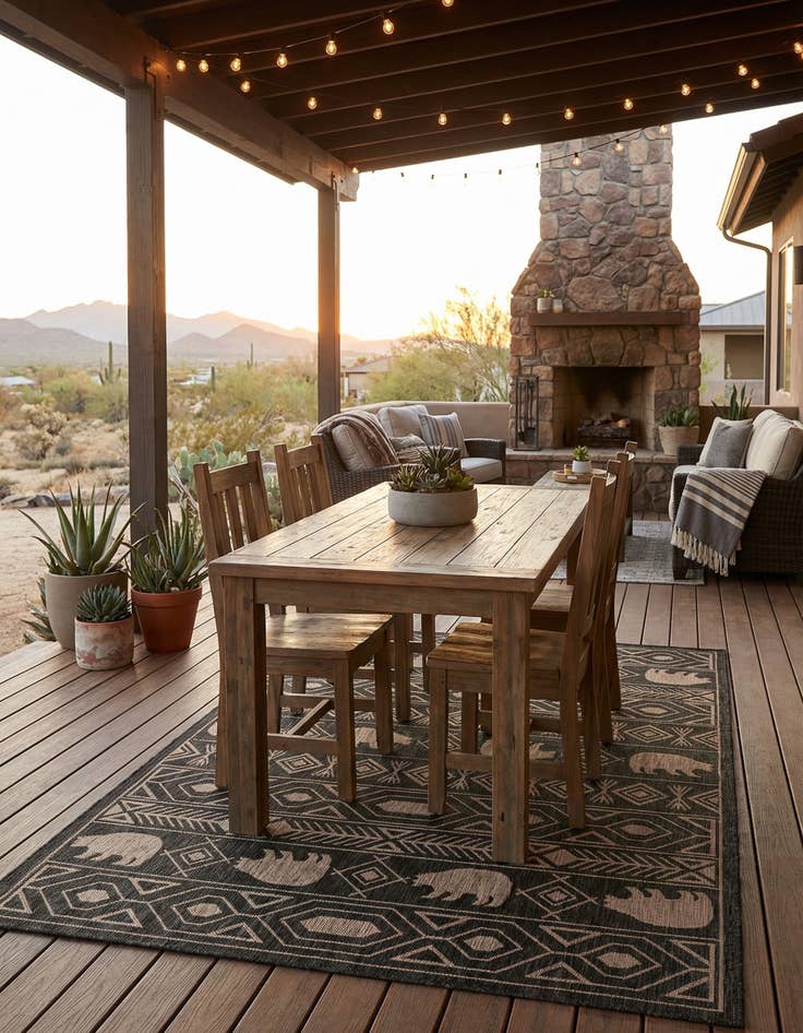 Detail image of 5' 3 x 8'  Washable Southwestern Indoor / Outdoor Rug