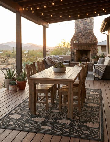 5' 3 x 8' Easy-Clean Southwestern Indoor / Outdoor Rug