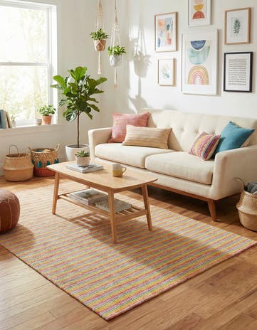 4' 1 x 6' 1 Hand Woven Happy Rugs Happy Home Wool