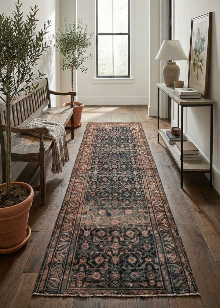 3' 4 x 9' 1 Hand Knotted Ultra Vintage Persian Wool Runner Rug
