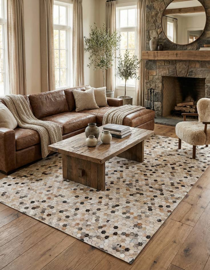 Detail image of 5' 4 x 7' 5 Cowhide Stocks Rug