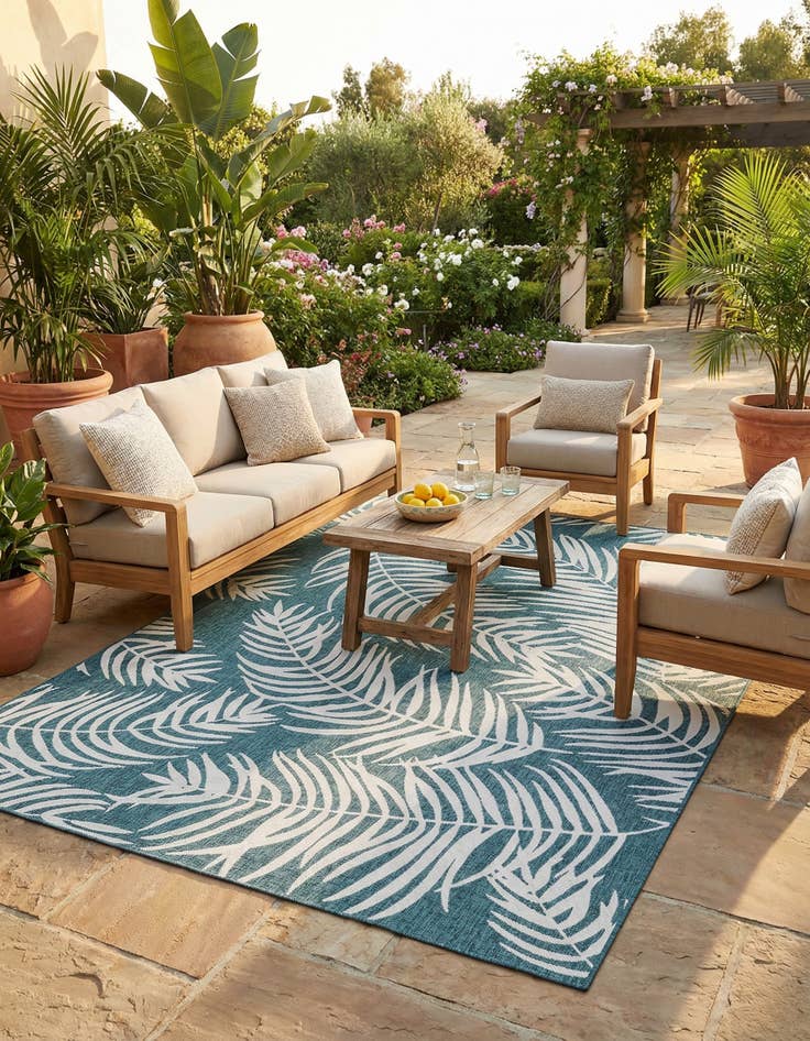 Detail image of  10' x 13'  Washable Botanical Indoor / Outdoor Rug