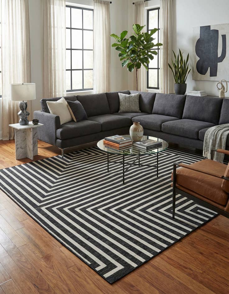 Detail image of  12' x 12'  Washable Modern Indoor / Outdoor Square Rug