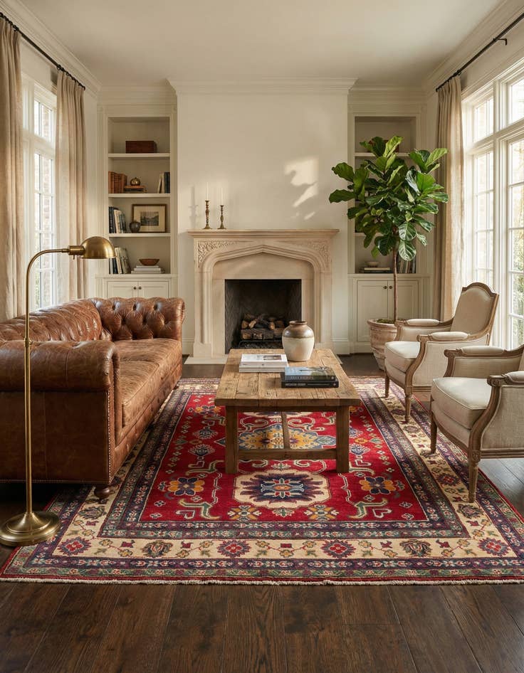 Detail image of 5' x 6' 8  Hand Knotted Kazak Rug