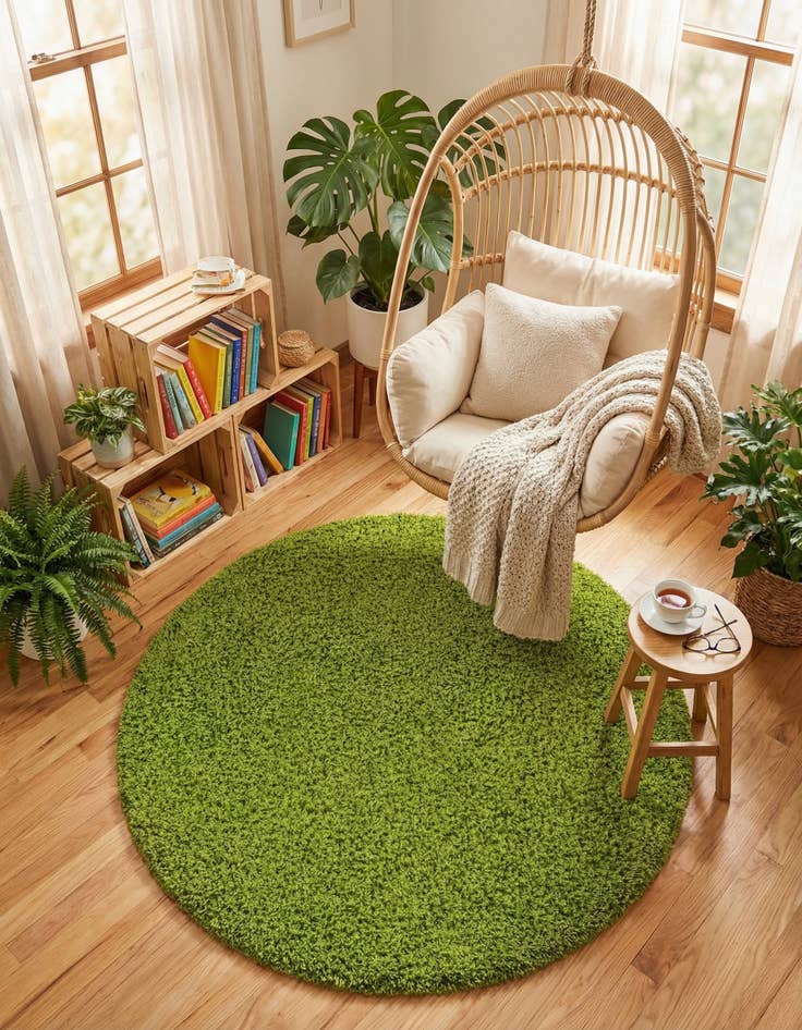 Detail image of 5' 3 x 5' 3 Solid Shag Round Rug