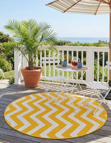 4' x 4' Easy-Clean Coastal Indoor / Outdoor Round Rug