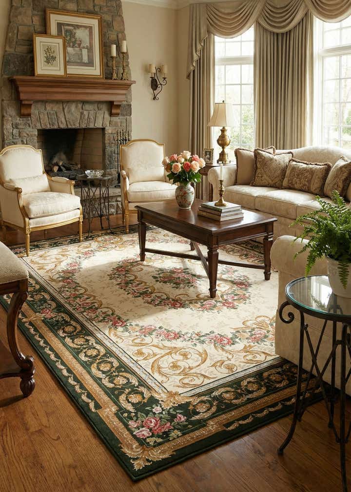 9' x 12' Easy-Clean Traditional Indoor / Outdoor Rug