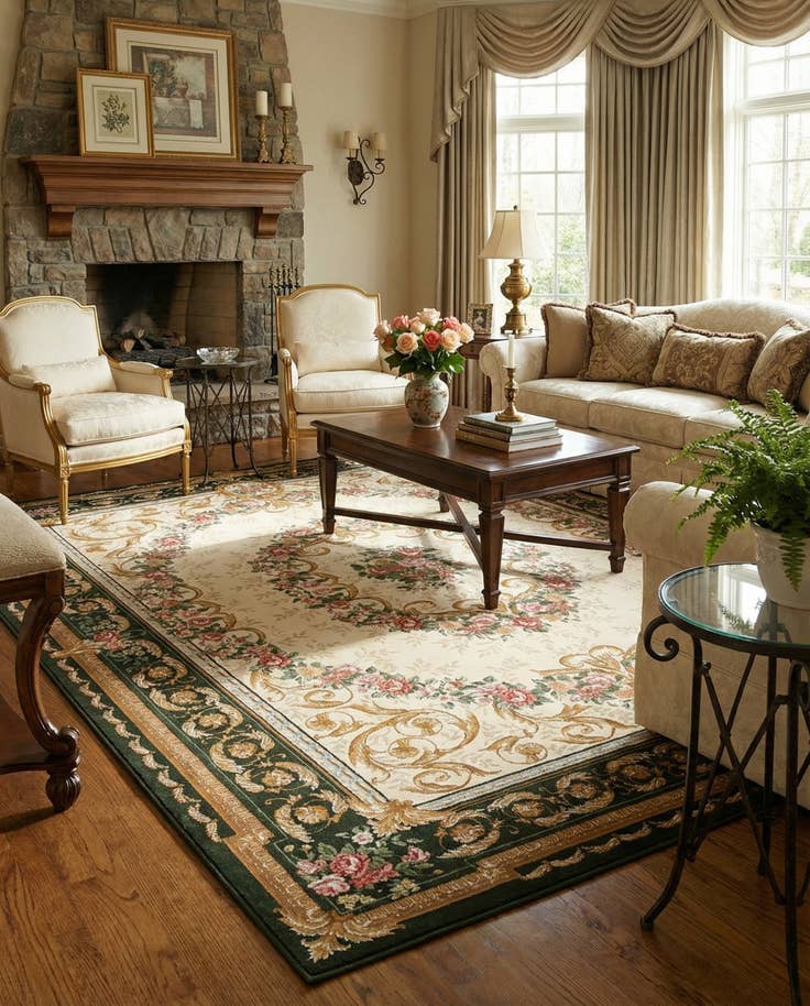 Detail image of 9' x 12' Easy-Clean Traditional Indoor / Outdoor Rug