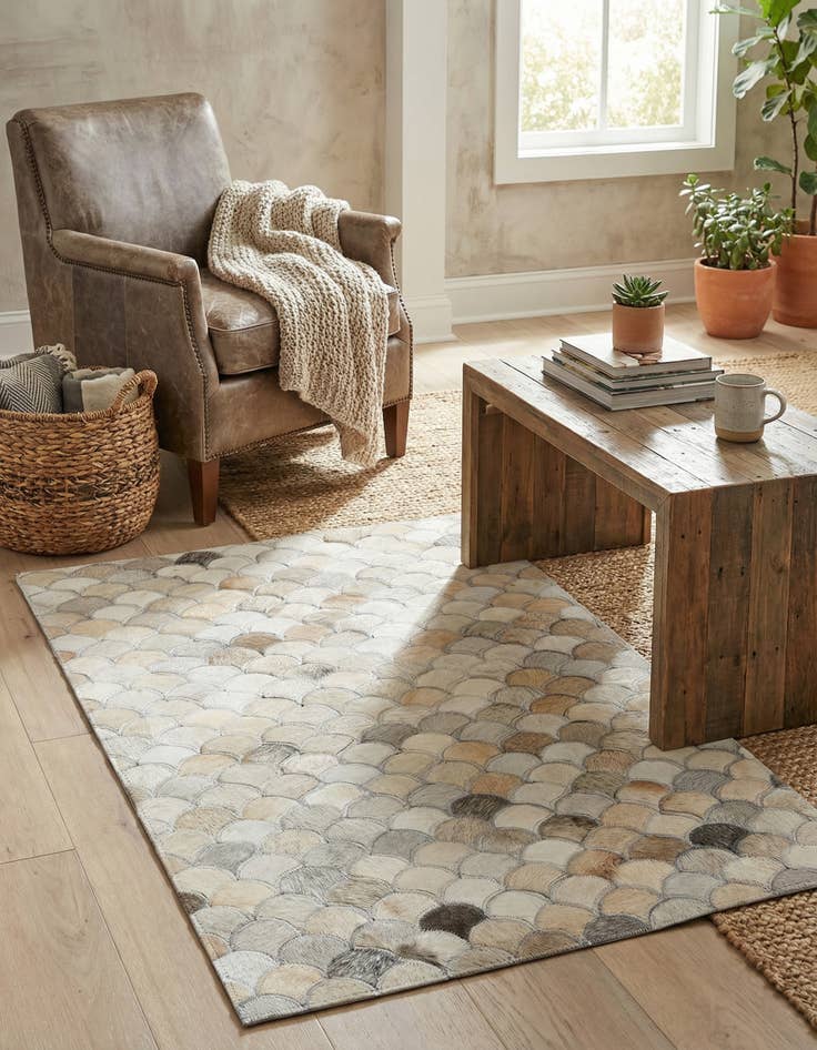 Detail image of  2' x 3' 1 Cowhide Leather Rug