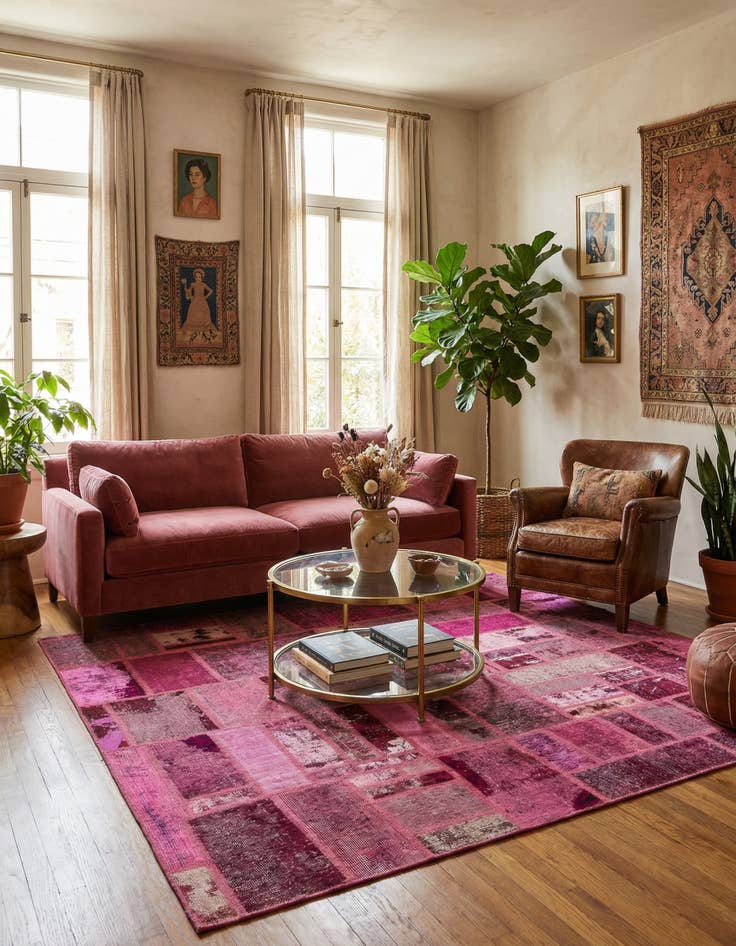 Detail image of 6' x 7' 9  Hand Knotted Ultra Vintage Persian Wool Rug