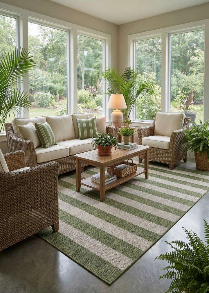 7' 10 x 11' Easy-Clean Ribbon Indoor / Outdoor Rug