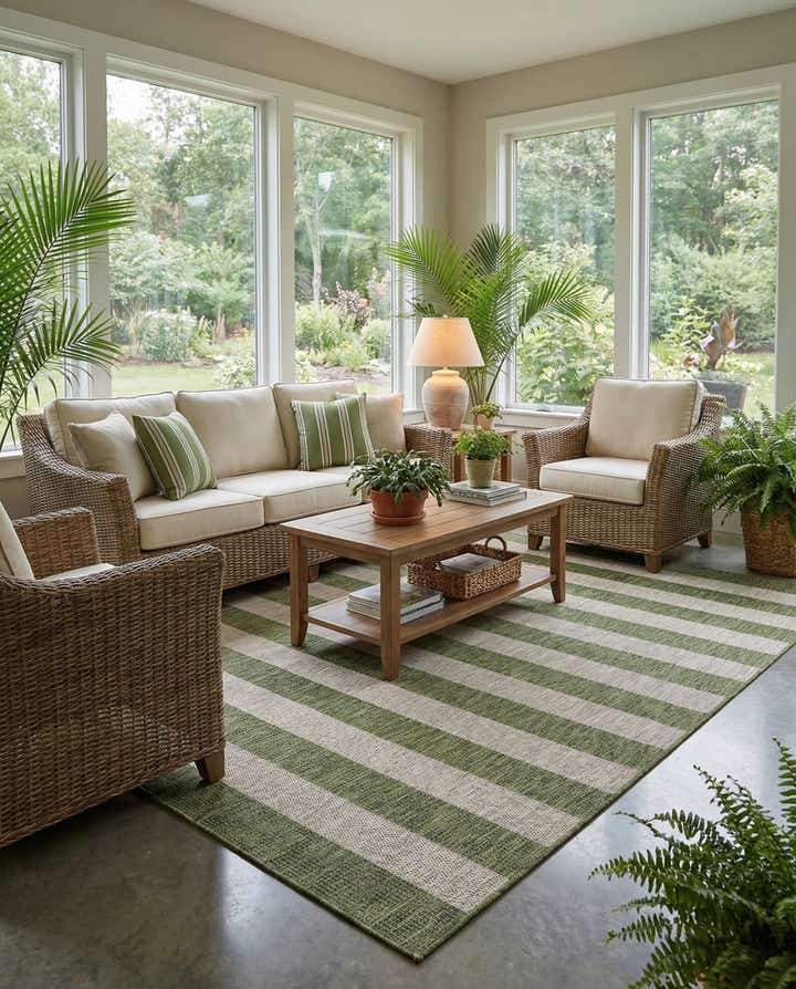 7' 10 x 11' Easy-Clean Ribbon Indoor / Outdoor Rug