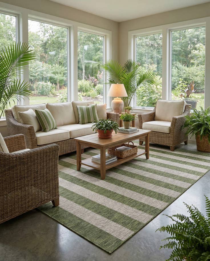 Detail image of 7' 10 x 11' Easy-Clean Ribbon Indoor / Outdoor Rug