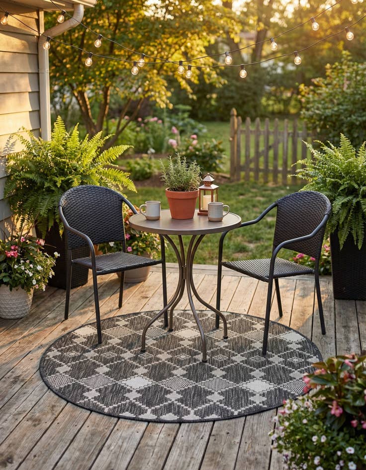 Detail image of 3' x 3'  Washable Trellis Indoor / Outdoor Round Rug