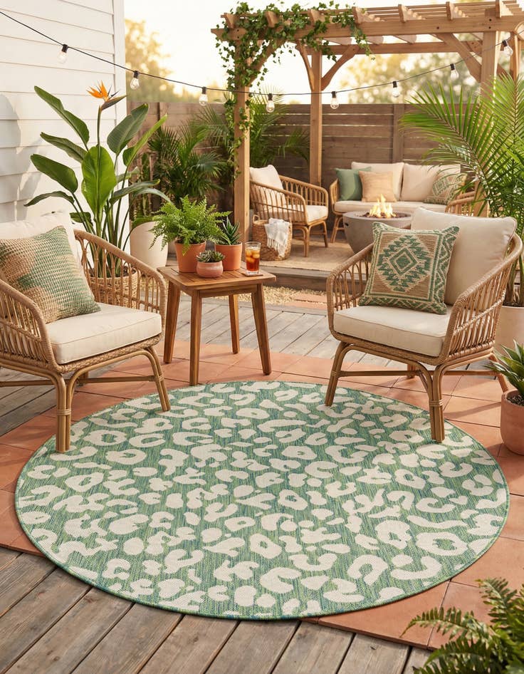 Detail image of 5' 3 x 5' 3  Washable Safari Indoor / Outdoor Round Rug