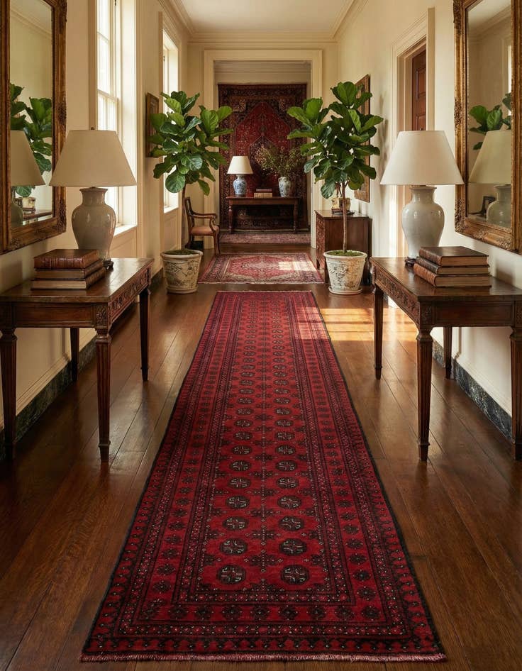 Detail image of 2' 8 x 16' 2  Hand Knotted Afghan Akhche Wool Runner Rug