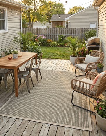6' x 9' Easy-Clean Border Indoor / Outdoor Rug