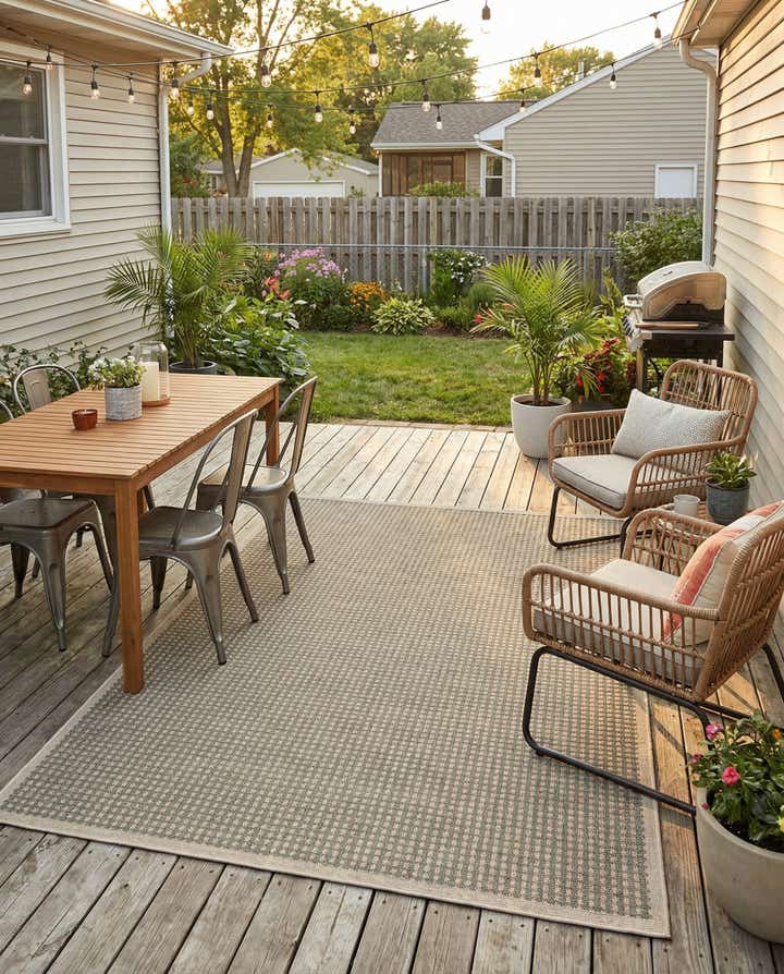 6' x 9' Easy-Clean Border Indoor / Outdoor Rug