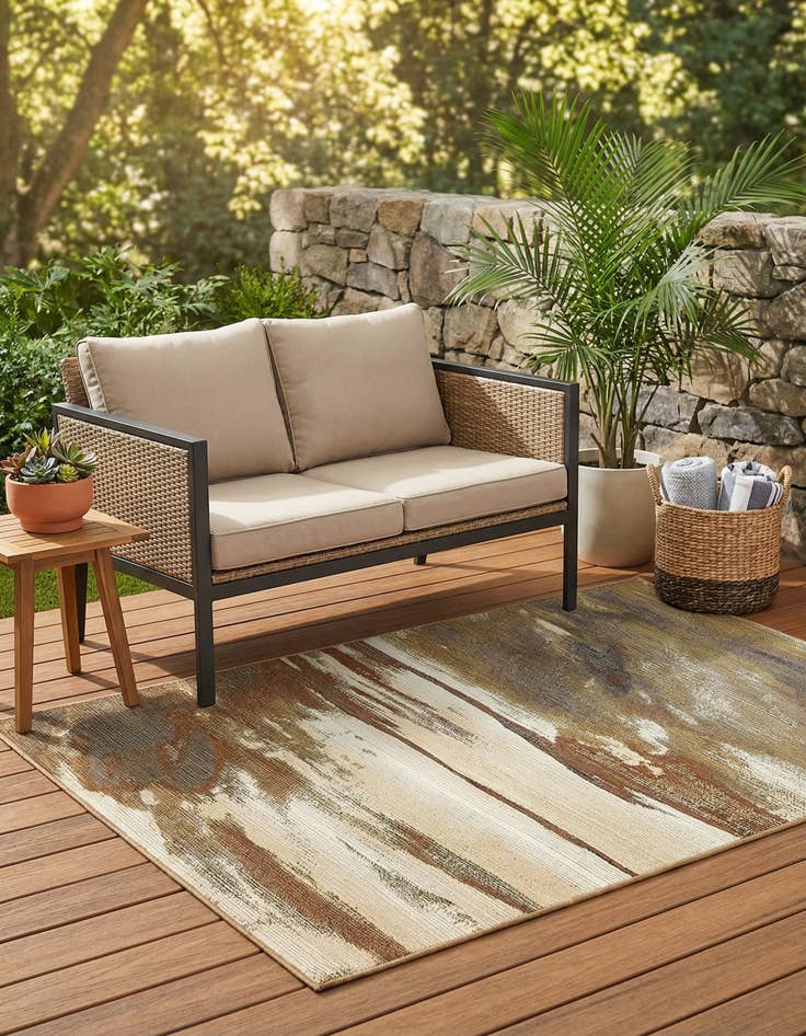 Detail image of 4' x 6'  Washable Modern Indoor / Outdoor Rug