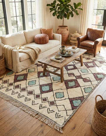 7' 11 x 10' 5 Hand Knotted Moroccan Wool Rug
