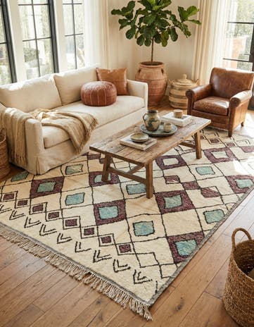 7' 11 x 10' 5 Hand Knotted Moroccan Wool Rug