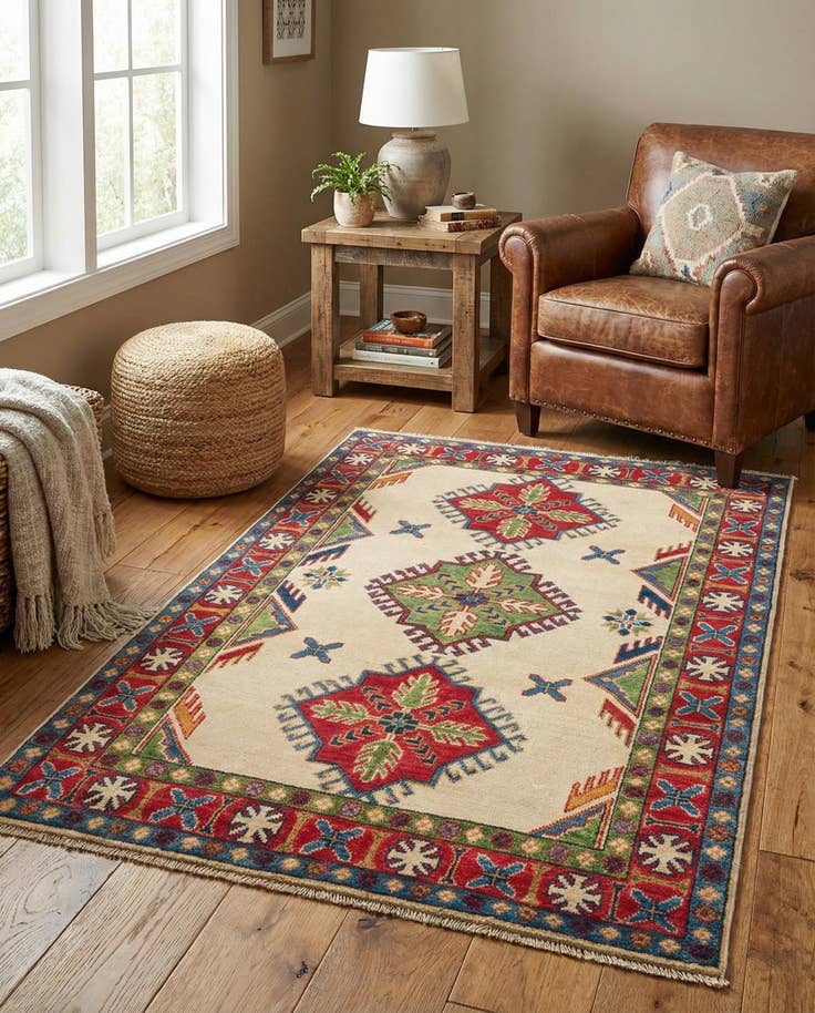Detail image of 3' 2 x 5' Hand Knotted Kazak Rug